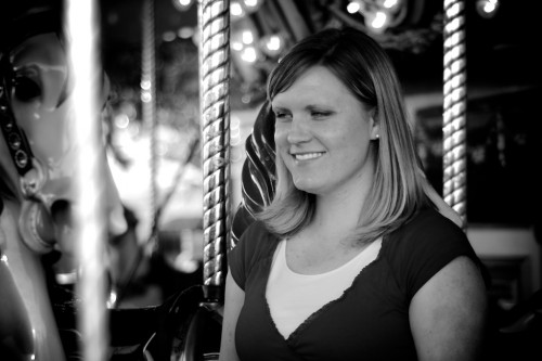 Melissa, on a carousel.