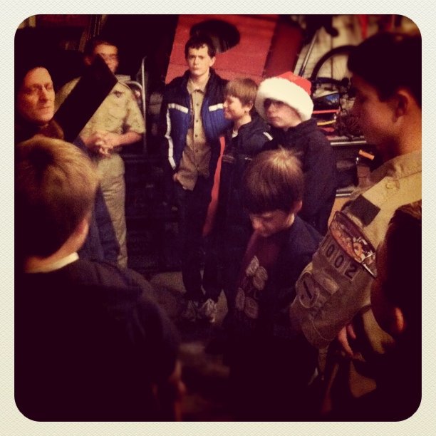 Scouts learning carpentry
