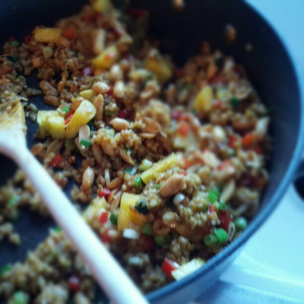 (Almost) Vegan Pineapple Fried Rice. Pretty tasty...